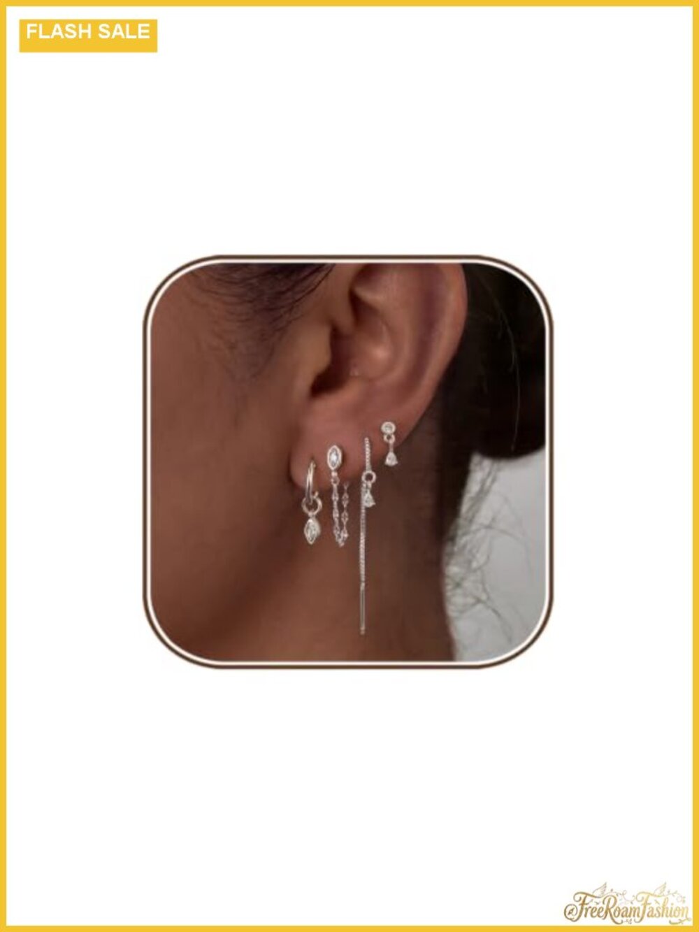 Gold Earring Stacks for Women Dainty Chain Dangle Threader Earrings Set
